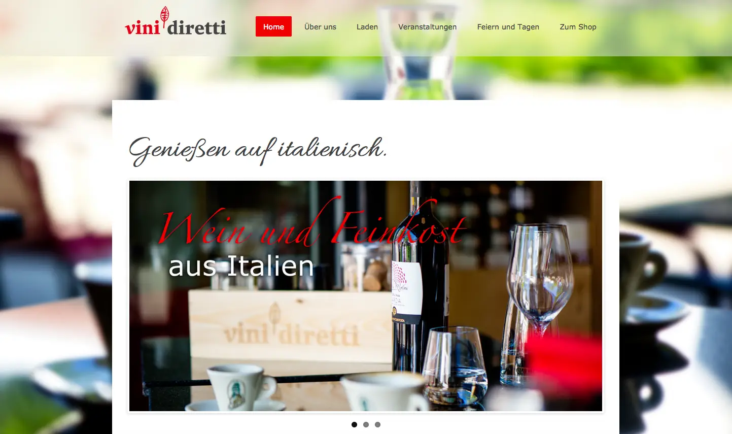 Webseite Vini Diretti